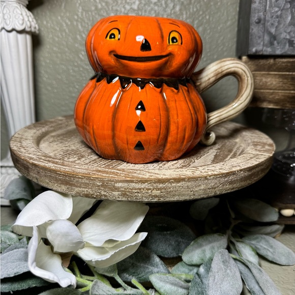 Johanna Parker Halloween Ceramic Pumpkin Mug by Transpac - Picture 1 of 3